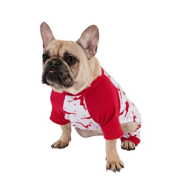 Leveret Reindeer Dog Pajamas White & Red Soft Cotton - Picture 1 of 3